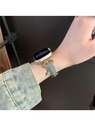 For Apple Watch Series 10 42mm / 9 8 7 41mm / SE (2023) SE (2022) SE 6 5 4 40mm / 3 2 1 38mm Denim Cloth Band Heart Pendant Strap - Distressed Color / Gold Buckle