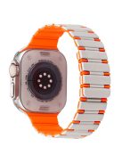 For Apple Watch Series 10 42mm / 9 8 7 41mm / SE (2023) SE (2022) SE 6 5 4 40mm / 3 2 1 38mm Dual Color Magnetic Silicone Watch Strap - Starlight+Orange