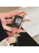 For Apple Watch Series 10 42mm / 9 8 7 41mm / SE (2023) SE (2022) SE 6 5 4 40mm / 3 2 1 38mm Epoxy Decor Zinc Alloy Band Watch Strap - Swirl Pink / Gold