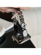 For Apple Watch Series 10 42mm / 9 8 7 41mm / SE (2023) SE (2022) SE 6 5 4 40mm / 3 2 1 38mm Epoxy Decor Zinc Alloy Band Watch Strap - Swirl White / Black