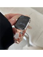 For Apple Watch Series 10 42mm / 9 8 7 41mm / SE (2023) SE (2022) SE 6 5 4 40mm / 3 2 1 38mm Epoxy Decor Zinc Alloy Band Watch Strap - Swirl White / Rose Gold