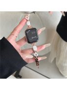 For Apple Watch Series 10 42mm / 9 8 7 41mm / SE (2023) SE (2022) SE 6 5 4 40mm / 3 2 1 38mm Epoxy Decor Zinc Alloy Band Watch Strap - White / Rose Gold