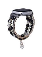 For Apple Watch Series 10 42mm / 9 8 7 41mm / SE (2023) SE (2022) SE 6 5 4 40mm / 3 2 1 38mm Four Rows Bead Chain Strap - Black