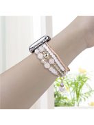 For Apple Watch Series 10 42mm / 9 8 7 41mm / SE (2023) SE (2022) SE 6 5 4 40mm / 3 2 1 38mm Four Rows Bead Chain Strap - White