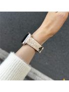 For Apple Watch Series 10 42mm / 9 8 7 41mm / SE (2023) SE (2022) SE 6 5 4 40mm / 3 2 1 38mm Genuine Cow Leather Watch Bracelet - White+Brown