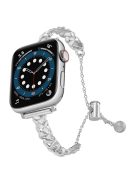 For Apple Watch Series 10 42mm / 9 8 7 41mm / SE (2023) SE (2022) SE 6 5 4 40mm / 3 2 1 38mm Glossy Copper Wrist Band X-Shape Watch Strap - Silver