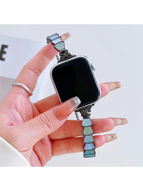 For Apple Watch Series 10 42mm / 9 8 7 41mm / SE (2023) SE (2022) SE 6 5 4 40mm / 3 2 1 38mm Gradient Shell Bracelet Watch Band - Black+Blue