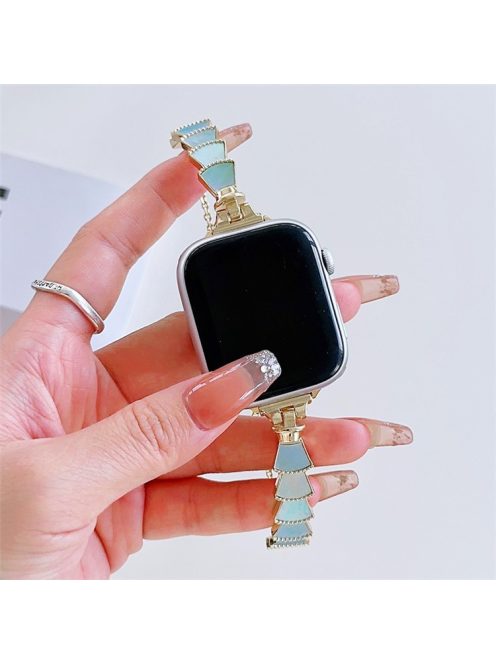 For Apple Watch Series 10 42mm / 9 8 7 41mm / SE (2023) SE (2022) SE 6 5 4 40mm / 3 2 1 38mm Gradient Shell Bracelet Watch Band - Gold+Blue