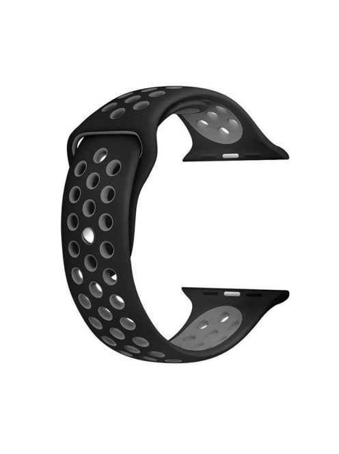 For Apple Watch Series 10 42mm / 9 8 7 41mm / SE (2023) SE (2022) SE 6 5 4 40mm / 3 2 1 38mm Hollow Silicone Watch Strap Dual Color Adjustable Wristband - Grey