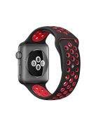 For Apple Watch Series 10 42mm / 9 8 7 41mm / SE (2023) SE (2022) SE 6 5 4 40mm / 3 2 1 38mm Hollow Silicone Watch Strap Dual Color Adjustable Wristband - Red