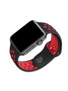 For Apple Watch Series 10 42mm / 9 8 7 41mm / SE (2023) SE (2022) SE 6 5 4 40mm / 3 2 1 38mm Hollow Silicone Watch Strap Dual Color Adjustable Wristband - Red