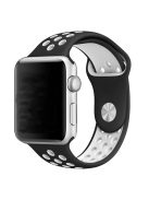 For Apple Watch Series 10 42mm / 9 8 7 41mm / SE (2023) SE (2022) SE 6 5 4 40mm / 3 2 1 38mm Hollow Silicone Watch Strap Dual Color Adjustable Wristband - White