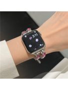 For Apple Watch Series 10 42mm / 9 8 7 41mm / SE (2023) SE (2022) SE 6 5 4 40mm / 3 2 1 38mm Jewelry Wristband Rhinestone Bracelet - Pink