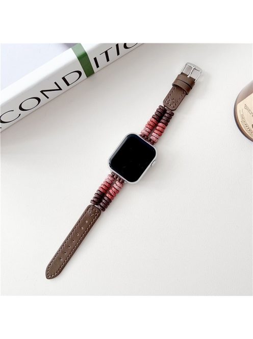 For Apple Watch Series 10 42mm / 9 8 7 41mm / SE (2023) SE (2022) SE 6 5 4 40mm / 3 2 1 38mm Leather Bracelet Strap - Dark Brown