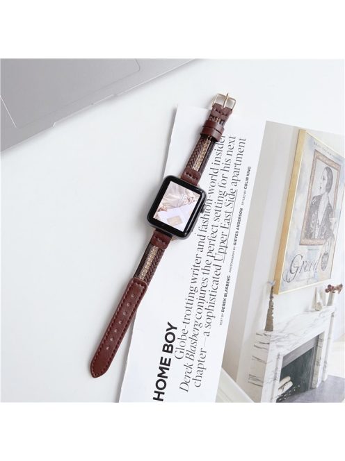 For Apple Watch Series 10 42mm / 9 8 7 41mm / SE (2023) SE (2022) SE 6 5 4 40mm / 3 2 1 38mm Leather Watch Band - Brown