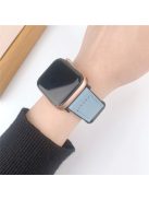 For Apple Watch Series 10 42mm / 9 8 7 41mm / SE (2023) SE (2022) SE 6 5 4 40mm / 3 2 1 38mm Leather+Silicone Wrist Strap - Blue