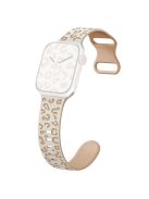 For Apple Watch Series 10 42mm / 9 8 7 41mm / SE (2023) SE (2022) SE 6 5 4 40mm / 3 2 1 38mm Leopard Silicone Strap - Starlight+Milk Tea