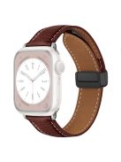 For Apple Watch Series 10 42mm / 9 8 7 41mm / SE (2023) SE (2022) SE 6 5 4 40mm / 3 2 1 38mm Litchi Texture Leather Watch Band - Dark Brown