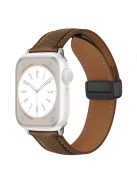 For Apple Watch Series 10 42mm / 9 8 7 41mm / SE (2023) SE (2022) SE 6 5 4 40mm / 3 2 1 38mm Litchi Texture Leather Watch Band - Grey Brown