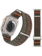 For Apple Watch Series 10 42mm / 9 8 7 41mm / SE (2023) SE (2022) SE 6 5 4 40mm / 3 2 1 38mm Magic Tape Strap Adjustable Nylon Watch Band - Dark Green+Orange