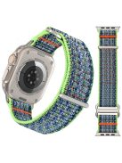 For Apple Watch Series 10 42mm / 9 8 7 41mm / SE (2023) SE (2022) SE 6 5 4 40mm / 3 2 1 38mm Magic Tape Strap Adjustable Nylon Watch Band - Green+Blue