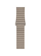 For Apple Watch Series 10 42mm / 9 8 7 41mm / SE (2023) SE (2022) SE 6 5 4 40mm / 3 2 1 38mm Magnetic Loop Genuine Leather Wrist Watch Band - Khaki