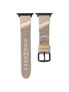 For Apple Watch Series 10 42mm / 9 8 7 41mm / SE (2023) SE (2022) SE 6 5 4 40mm / 3 2 1 38mm Mesh+Leather Band - Dark Apricot (Black Buckle)