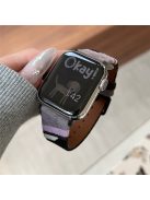 For Apple Watch Series 10 42mm / 9 8 7 41mm / SE (2023) SE (2022) SE 6 5 4 40mm / 3 2 1 38mm Mesh+Leather Band - Grey+Black (Black Buckle)