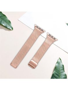   For Apple Watch Series 10 42mm / 9 8 7 41mm / SE (2023) SE (2022) SE 6 5 4 40mm / 3 2 1 38mm Milanese Stainless Steel Magnetic Mesh Watch Band - Rose Gold