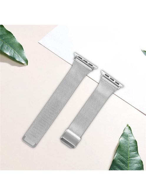 For Apple Watch Series 10 42mm / 9 8 7 41mm / SE (2023) SE (2022) SE 6 5 4 40mm / 3 2 1 38mm Milanese Stainless Steel Magnetic Mesh Watch Band - Silver