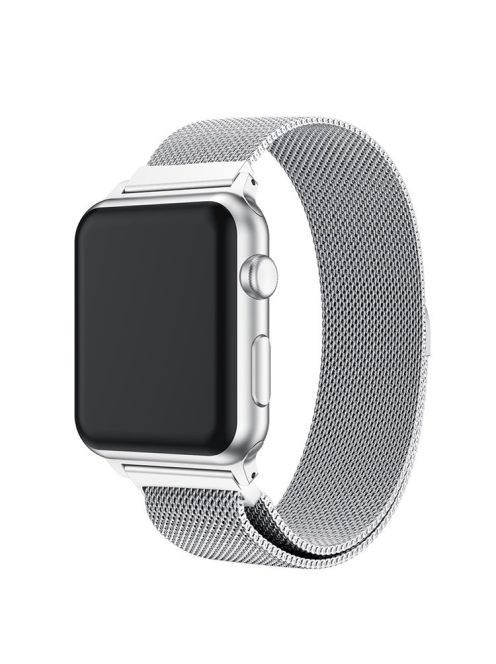 For Apple Watch Series 10 42mm / 9 8 7 41mm / SE (2023) SE (2022) SE 6 5 4 40mm / 3 2 1 38mm Milanese Watch Band Semi-Circular Tail Stainless Steel Magnetic Watch Strap - Silver