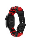 For Apple Watch Series 10 42mm / 9 8 7 41mm / SE (2023) SE (2022) SE 6 5 4 40mm / 3 2 1 38mm Nylon Rope Watch Band Dual Color - Red+Black