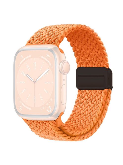 For Apple Watch Series 10 42mm / 9 8 7 41mm / SE (2023) SE (2022) SE 6 5 4 40mm / 3 2 1 38mm Nylon Watch Band Magnetic Strap - Orange