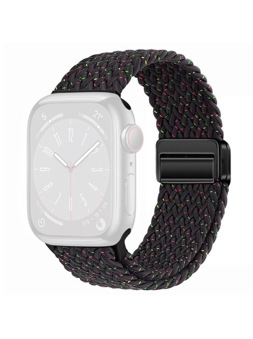 For Apple Watch Series 10 42mm / 9 8 7 41mm / SE (2023) SE (2022) SE 6 5 4 40mm / 3 2 1 38mm Nylon Watch Band Magnetic Strap - Starlight Black