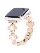 For Apple Watch Series 10 42mm / 9 8 7 41mm / SE (2023) SE (2022) SE 6 5 4 40mm / 3 2 1 38mm Plum Blossom Quick Release Metal Bracelet Watch Strap - Rose Gold