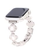 For Apple Watch Series 10 42mm / 9 8 7 41mm / SE (2023) SE (2022) SE 6 5 4 40mm / 3 2 1 38mm Plum Blossom Quick Release Metal Bracelet Watch Strap - Starlight