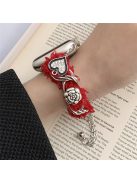 For Apple Watch Series 10 42mm / 9 8 7 41mm / SE (2023) SE (2022) SE 6 5 4 40mm / 3 2 1 38mm Plush Watch Band with Pendants - Red / Camellia