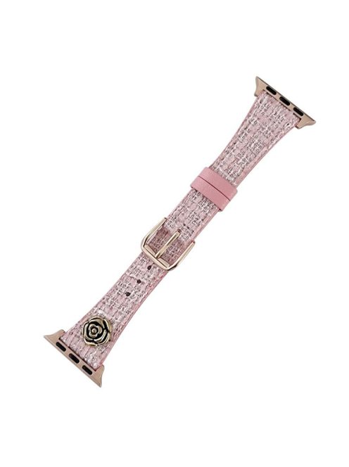 For Apple Watch Series 10 42mm / 9 8 7 41mm / SE (2023) SE (2022) SE 6 5 4 40mm / 3 2 1 38mm PU Leather Strap Replacement - Pink