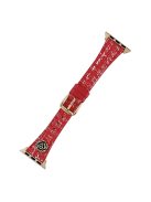 For Apple Watch Series 10 42mm / 9 8 7 41mm / SE (2023) SE (2022) SE 6 5 4 40mm / 3 2 1 38mm PU Leather Strap Replacement - Red