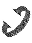 For Apple Watch Series 10 42mm / 9 8 7 41mm / SE (2023) SE (2022) SE 6 5 4 40mm / 3 2 1 38mm Replacement Strap Rhinestone Decor Zinc Alloy Watch Band - Black