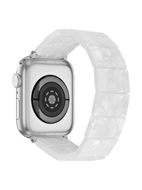 For Apple Watch Series 10 42mm / 9 8 7 41mm / SE (2023) SE (2022) SE 6 5 4 40mm / 3 2 1 38mm Resin Blocks Strap - Pearl White