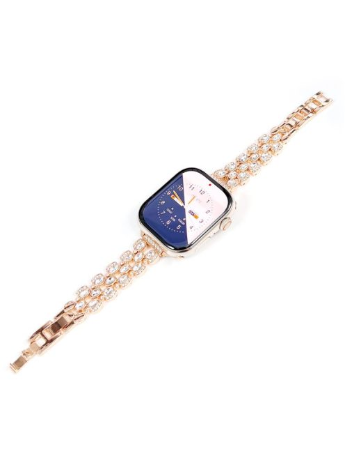 For Apple Watch Series 10 42mm / 9 8 7 41mm / SE (2023) SE (2022) SE 6 5 4 40mm / 3 2 1 38mm Rhinestone Decor Watch Band - Rose Gold