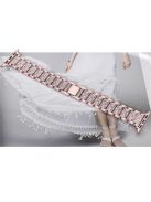 For Apple Watch Series 10 42mm / 9 8 7 41mm / SE (2023) SE (2022) SE 6 5 4 40mm / 3 2 1 38mm Rhinestone Decor Wrist Strap Stainless Steel Watch Band Replacement - Rose Gold