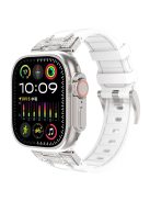 For Apple Watch Series 10 42mm / 9 8 7 41mm / SE (2023) SE (2022) SE 6 5 4 40mm / 3 2 1 38mm Rhinestone Silicone Rubber Strap - White