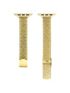 For Apple Watch Series 10 42mm / 9 8 7 41mm / SE (2023) SE (2022) SE 6 5 4 40mm / 3 2 1 38mm Rhombus Pattern Strap Stainless Steel Watch Band - Gold