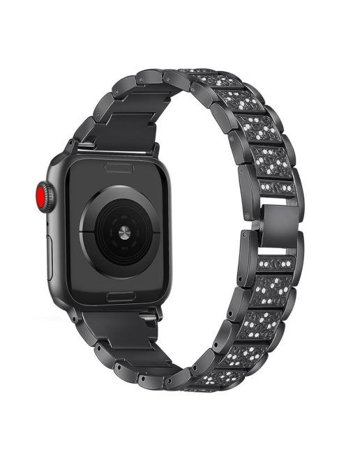 For Apple Watch Series 10 42mm / 9 8 7 41mm / SE (2023) SE (2022) SE 6 5 4 40mm / 3 2 1 38mm S Pattern Metal Strap - Black