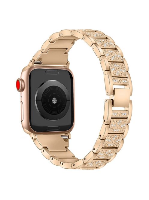 For Apple Watch Series 10 42mm / 9 8 7 41mm / SE (2023) SE (2022) SE 6 5 4 40mm / 3 2 1 38mm S Pattern Metal Strap - Rose Gold