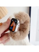 For Apple Watch Series 10 42mm / 9 8 7 41mm / SE (2023) SE (2022) SE 6 5 4 40mm / 3 2 1 38mm Scrunchie Watch Strap Soft Plush - Apricot