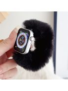 For Apple Watch Series 10 42mm / 9 8 7 41mm / SE (2023) SE (2022) SE 6 5 4 40mm / 3 2 1 38mm Scrunchie Watch Strap Soft Plush - Black