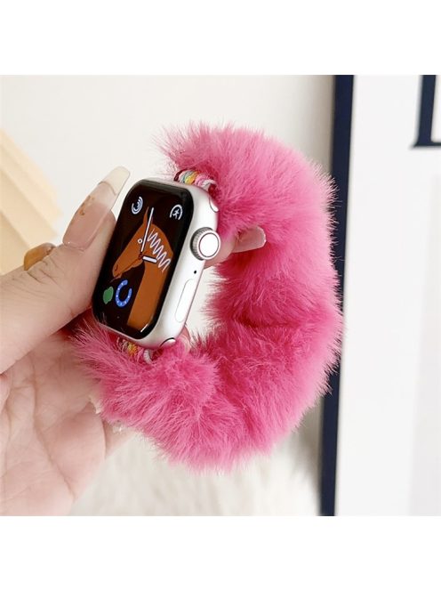 For Apple Watch Series 10 42mm / 9 8 7 41mm / SE (2023) SE (2022) SE 6 5 4 40mm / 3 2 1 38mm Scrunchie Watch Strap Soft Plush - Rose